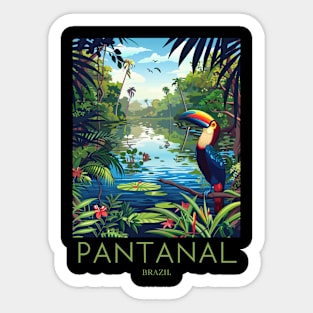 A Pop Art Travel Print of Pantanal - Brazil Sticker